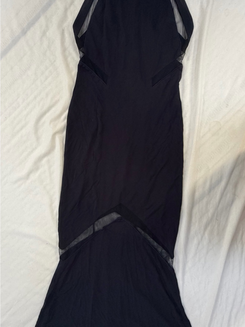Women's Black Maxi Sheath Dress with Sheer Insets